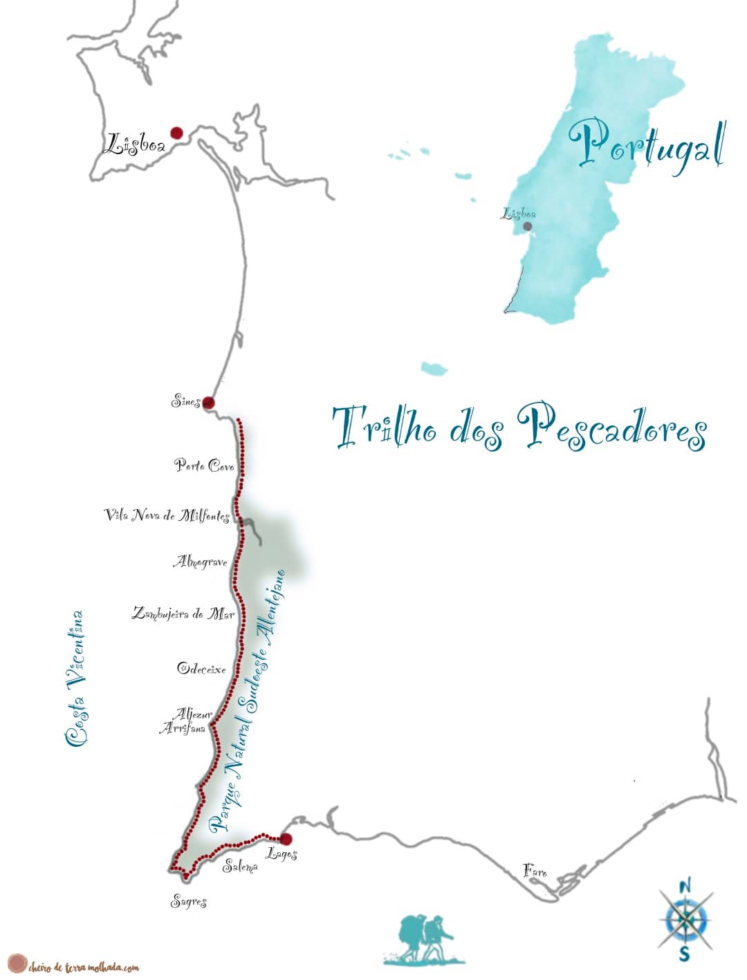 Map, Fishermen's trail, Vincentian route