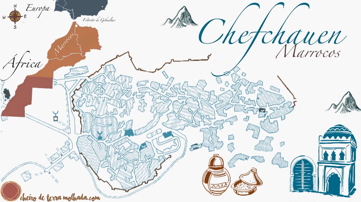 Mapa turístico da Medina de Chefchauen