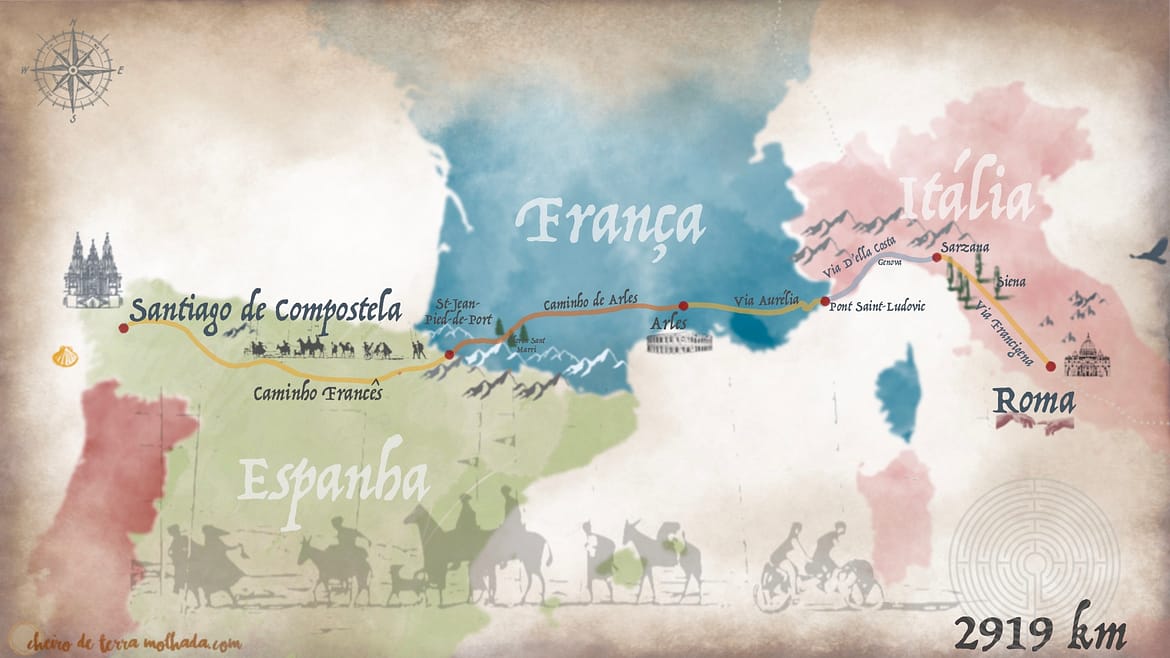 Guia do Caminho de Santiago de Compostela até Roma