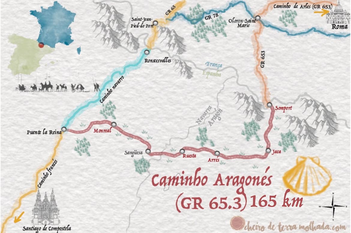 Caminho Aragonés, mapa