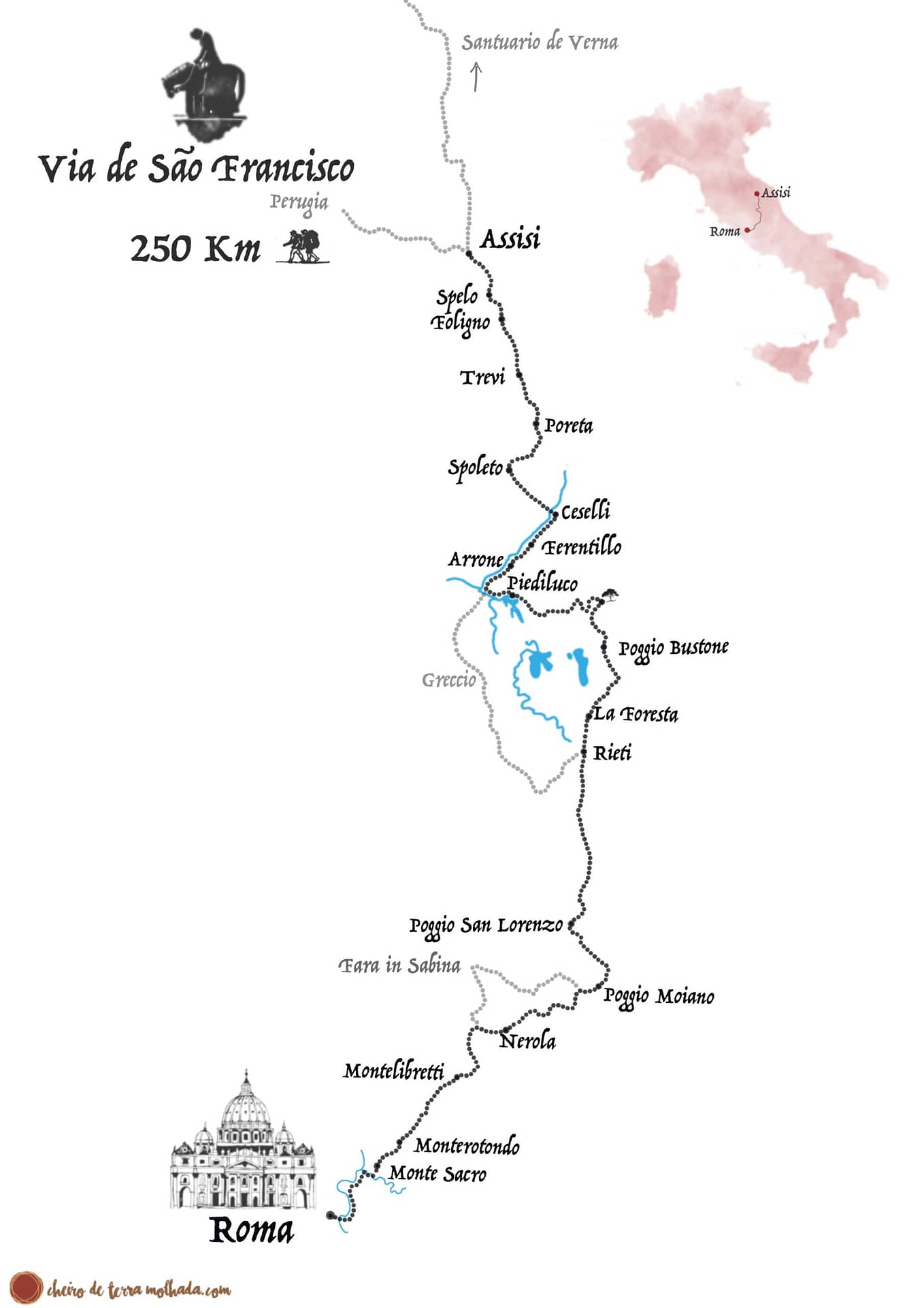 Mapa Via di Francesco